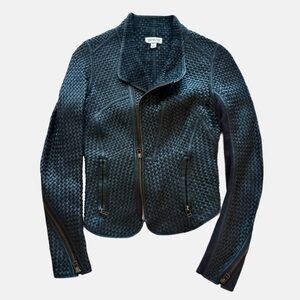 Improvd Intermix Black Woven Leather Jacket XS
